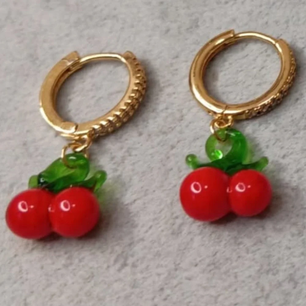 Cherry Hoop Earrings - Picture 1 of 1